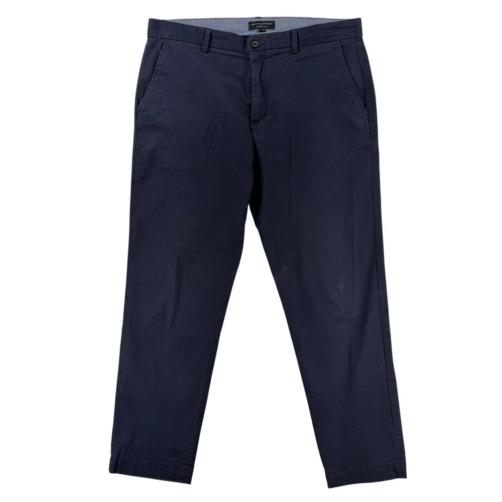 Banana Republic Mason Chino Pants Mens 36x30 Blue Regular Fit Stretch Slim‎